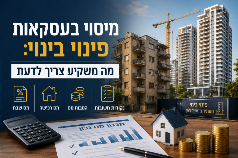 מיסוי בעסקאות פינוי בינוי: מה משקיע צריך לדעת