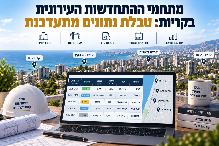 מתחמי ההתחדשות העירונית בקריות: טבלת נתונים מתעדכנת