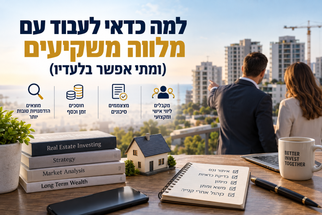 למה כדאי לעבוד עם מלווה משקיעים (ומתי אפשר בלעדיו)