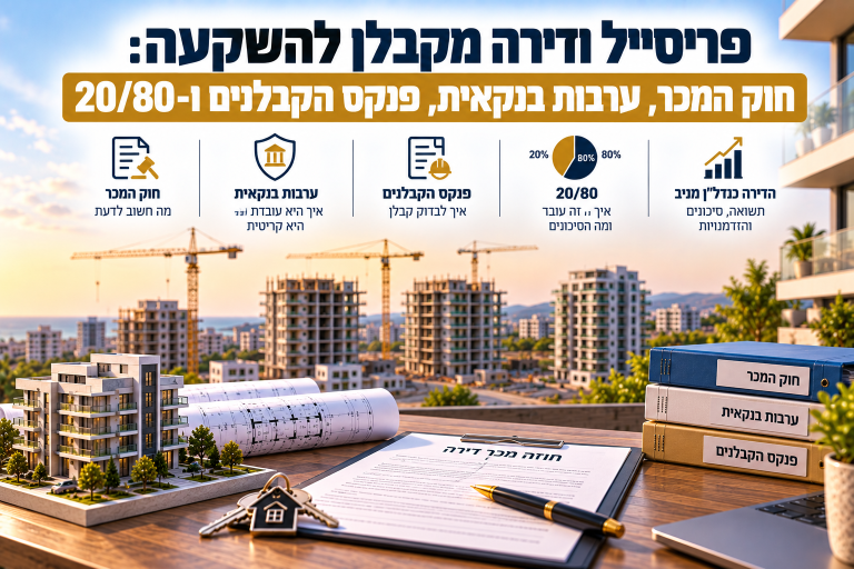 פריסייל ודירה מקבלן להשקעה: חוק המכר, ערבות בנקאית, פנקס הקבלנים ו-20/80