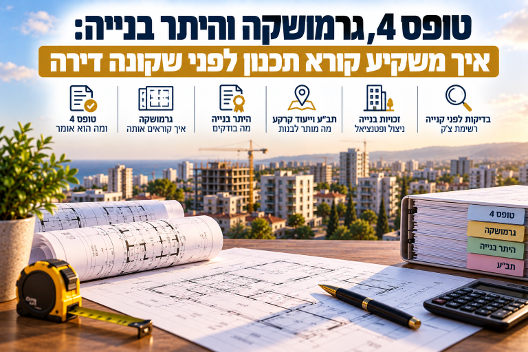 טופס 4, גרמושקה והיתר בנייה: איך משקיע קורא תכנון לפני שקונה דירה