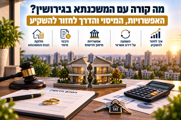 מה קורה עם המשכנתא בגירושין? האפשרויות, המיסוי והדרך לחזור להשקיע